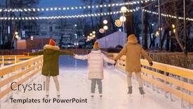  Presentation with ice rink - Colorful presentation theme enhanced with rear-view-of-family backdrop and a lemonade colored foreground