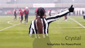  Presentation with football referee - Colorful presentation enhanced with american football referee giving signals backdrop and a yellow colored foreground
