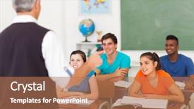  Presentation with high school students - PPT theme having rear view of high school background and a coral colored foreground