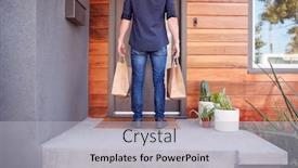  Presentation with food service - Beautiful slide set featuring rear-view-of-home-delivery backdrop and a light gray colored foreground