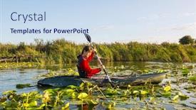  Presentation with kayak - PPT theme consisting of rear-view-of-kayaker-paddle background and a sky blue colored foreground