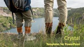  Presentation with lake front - Audience pleasing PPT layouts consisting of rear-view-of-legs backdrop and a tawny brown colored foreground