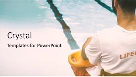  Presentation with lifeguard - PPT theme consisting of rear view of lifeguard sitting background and a pink colored foreground