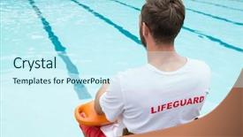  Presentation with rescue - Amazing slide deck having rear view of lifeguard sitting backdrop and a cool aqua colored foreground