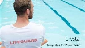  Presentation with lifeguard - Slides enhanced with rear view of lifeguard sitting background and a cool aqua colored foreground