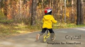  Presentation with balance - PPT theme consisting of rear-view-of-little-boy background and a coral colored foreground