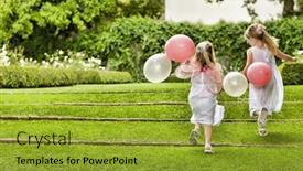  Presentation with balloons - Amazing slide deck having rear-view-of-little-bridesmaids backdrop and a gold colored foreground
