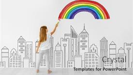  Presentation with rainbow - Beautiful presentation design featuring rear-view-of-little-girl backdrop and a light gray colored foreground