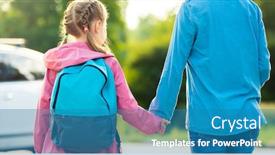  Presentation with school orientation - Theme featuring rear-view-of-little-school background and a teal colored foreground