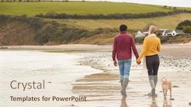  Presentation with hands holding - Slide set featuring rear-view-of-loving-couple background and a lemonade colored foreground