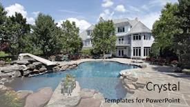  Presentation with swimming - Theme featuring rear view of luxury home background and a light gray colored foreground