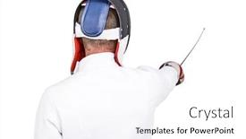  Presentation with sword - PPT theme consisting of head guard training - rear view of man wearing background and a white colored foreground