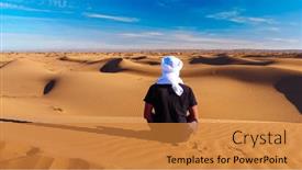  Presentation with turban - PPT theme having rear-view-of-man background and a gold colored foreground