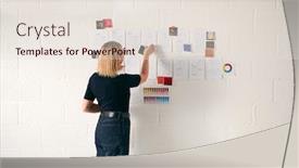  Presentation with designs - PPT theme featuring rear-view-of-mature-businesswoman background and a lemonade colored foreground