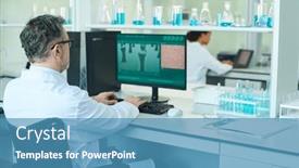  Presentation with scientific - PPT theme having rear-view-of-mature-researcher background and a teal colored foreground