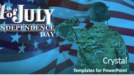  Presentation with usa flag - Beautiful PPT layouts featuring rear view of military soldier backdrop and a ocean colored foreground