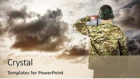  Presentation with blue professional - Audience pleasing presentation consisting of rear view of military soldier backdrop and a lemonade colored foreground