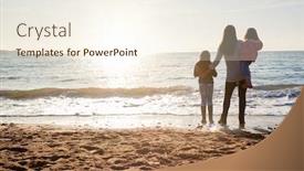  Presentation with sea sun - Colorful presentation design enhanced with rear-view-of-mother backdrop and a cream colored foreground