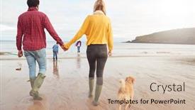  Presentation with family pet - Beautiful theme featuring rear-view-of-multi-cultural backdrop and a soft green colored foreground