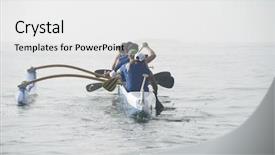  Presentation with water - Presentation consisting of rear view of multiethnic outrigger background and a white colored foreground