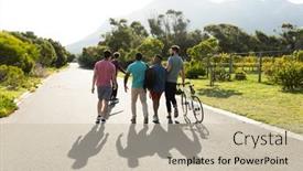  Presentation with summer trees - PPT theme consisting of rear-view-of-multiracial-male background and a soft green colored foreground