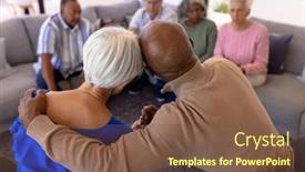  Presentation with assisted living - PPT layouts featuring rear-view-of-multiracial-senior background and a  colored foreground