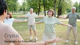  Presentation with qigong - PPT layouts featuring rear-view-of-qigong-instructor background and a coral colored foreground