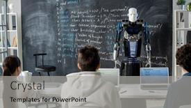  Presentation with front desk - Colorful theme enhanced with rear-view-of-row backdrop and a light gray colored foreground