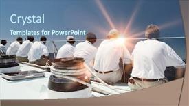  Presentation with flare - Presentation design enhanced with rear-view-of-sailing-crew background and a ocean colored foreground