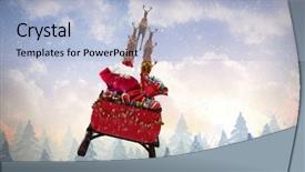  Presentation with snow tree - Presentation theme with rear view of santa claus background and a light blue colored foreground
