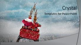  Presentation with gloomy - Slides consisting of rear view of santa claus riding on sled against gloomy city background and a light blue colored foreground