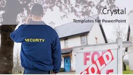  Presentation with security guard - Presentation design with rear view of security guard background and a sky blue colored foreground