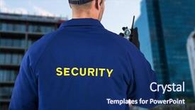  Presentation with security officer - Slide deck consisting of rear view of security officer background and a navy blue colored foreground