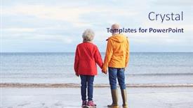  Presentation with vacation - PPT theme featuring rear-view-of-senior-couple background and a sky blue colored foreground