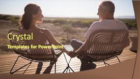 Presentation with resort - Slide deck having rear-view-of-senior-couple background and a tawny brown colored foreground