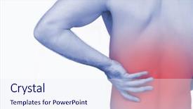  Presentation with hip - Cool new slides with rear view of shirtless man with hand on hip over white background backdrop and a sky blue colored foreground