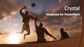  Presentation with volleyball - Beautiful slides featuring rear view of sportsman posing while playing volleyball against clouds backdrop and a tawny brown colored foreground