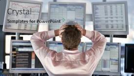  Presentation with trader - Cool new PPT layouts with rear-view-of-stressed-stock backdrop and a light blue colored foreground