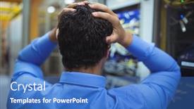  Presentation with maintenance - Theme having worry frustration - rear view of stressed technician background and a teal colored foreground