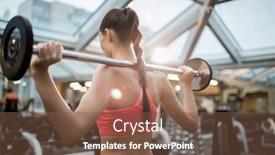  Presentation with barbell - Presentation theme with rear-view-of-strong-young background and a tawny brown colored foreground