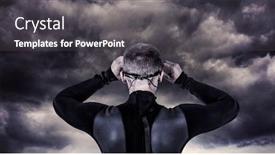  Presentation with gloomy - Audience pleasing theme consisting of rear view of swimmer in wetsuit wearing swimming goggles against gloomy sky backdrop and a dark gray colored foreground