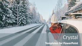  Presentation with teen girl - Slide set consisting of adventure time - rear view of teen girl background and a gray colored foreground