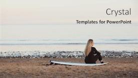  Presentation with staycation - PPT theme having rear-view-of-thoughtful-woman background and a light gray colored foreground