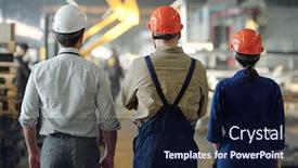  Presentation with professionals - Beautiful PPT theme featuring rear-view-of-three-contemporary backdrop and a navy blue colored foreground