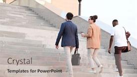  Presentation with upstairs - Amazing theme having rear-view-of-three-young backdrop and a soft green colored foreground