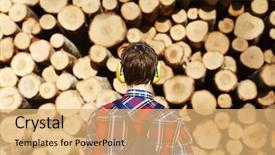  Presentation with tree - PPT theme consisting of rear view of tree-worker background and a yellow colored foreground