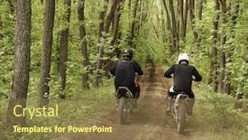  Presentation with forest road - Audience pleasing presentation design consisting of rear-view-of-unrecognizable-people backdrop and a tawny brown colored foreground