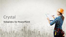  Presentation with woman engineer - Slide set featuring rear view of woman engineer making some notes and sketches background and a white colored foreground