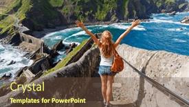  Presentation with country - Slides with rear-view-of-woman-looking background and a tawny brown colored foreground