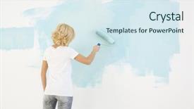  Presentation with painting - Audience pleasing presentation consisting of rear view of woman painting backdrop and a sky blue colored foreground